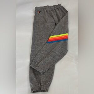 Aviator Nation Gray Joggers with Colorful Stripe
